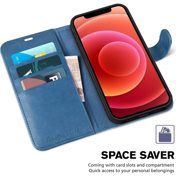 TUCCH Wallet Case for iPhone 13 Pro 5G RFID Blocking Lake Blue New - Picture 8 of 11